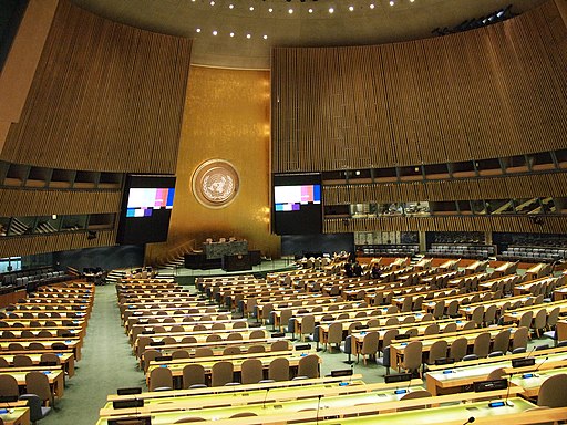 Der leere Saal der UN-Vollversammlung
